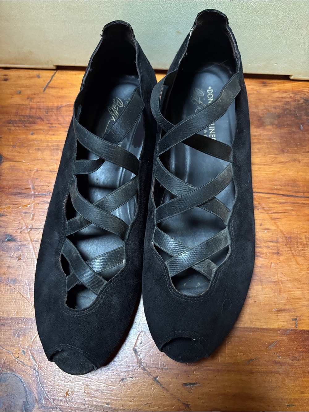 Donald J. Pliner Black Crisscross Peep-Toe Flats